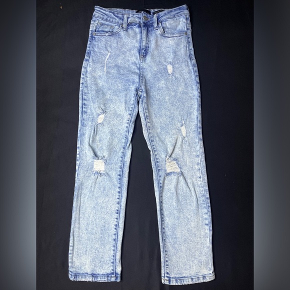 Kendall & Kylie Denim - Kendall & Kylie Light Blue Slim Straight Distressed Jeans